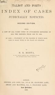 Front cover of Index of cases judicially noticed by George John Talbot