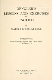Front cover of Dengler's Lessons and Exercises in English by Walter E. Dengler