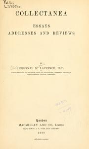 Front cover of Collectanea by Laurence, Perceval Maitland Sir
