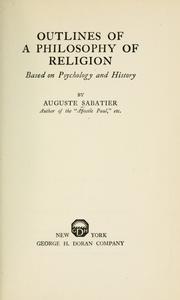 Cover of Outlines of a philosophy of religion by Auguste Sabatier