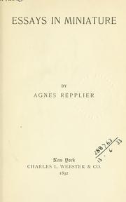 Front cover of Essays in miniature by Agnes Repplier