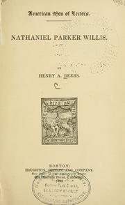 Cover of Nathaniel Parker Willis by Henry A. Beers