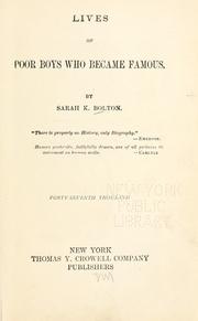 Cover of Lives of poor boys who became famous by Sarah Knowles Bolton