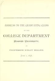 Cover of Address to the graduating class of the College department, Howard University by Kelly Miller
