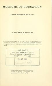 Front cover of Museums of education by Benjamin R. Andrews