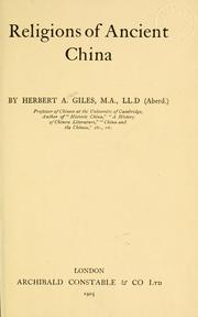 Cover of Religions of ancient China by Herbert Allen Giles