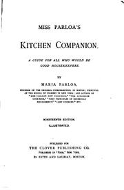 Front cover of Miss Parloa's kitchen companion by Maria Parloa