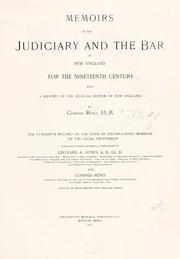Front cover of Memoirs of the judiciary and the bar of New England for the nineteenth century by Conrad Reno
