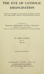 Front cover of The eve of Catholic emancipation by Bernard Nicolas Ward