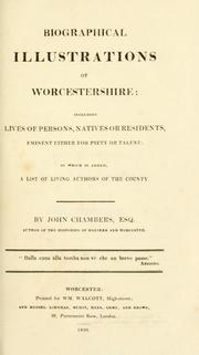 Cover of Biographical illustrations of Worcestershire by Chambers, John
