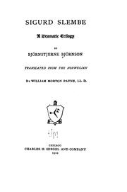 Cover of Sigurd Slembe by Bjørnstjerne Bjørnson