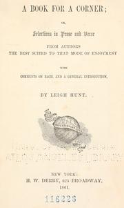 Cover of A book for a corner by Leigh Hunt