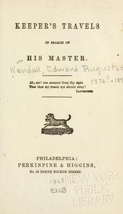 Cover of Keeper's travels in search of his master by Edward Augustus Kendall