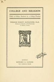 Front cover of College and religion by William Hardy Alexander