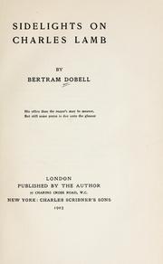 Cover of Sidelights on Charles Lamb by Bertram Dobell