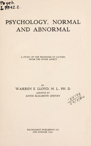 Front cover of Psychology, normal and abnormal by Warren Estelle Lloyd