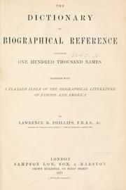 Cover of The dictionary of biographical reference by Lawrence B. Phillips