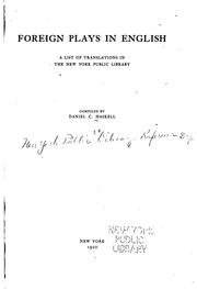 Front cover of Foreign plays in English by New York Public Library.