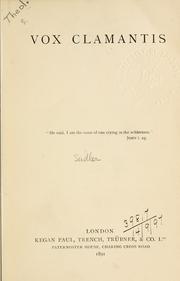 Cover of Vox clamantis by Ralph Sadler