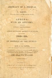 Front cover of Abstract of a journal of E. Bacon, assistant agent of the United States, to Africa by Ephraim Bacon