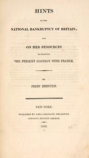 Cover of Hints on the national bankruptcy of Britain by John Bristed