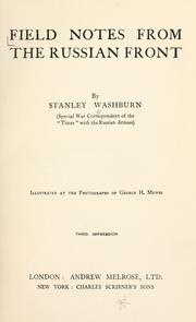 Cover of Field notes from the Russian front by Washburn, Stanley
