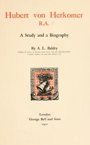 Cover of Hubert von Herkomer, R.A by A. L. (Alfred Lys) Baldry