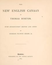 Front cover of New English Canaan, or New Canaan by Thomas Morton