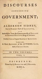 Cover of Discourses concerning government by Sidney, Algernon