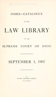 Cover of Index-catalogue of the Law Library of the Supreme Court of Ohio by Ohio. Supreme Court. Law Library.