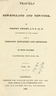 Front cover of Travels in New-England and New-York by Dwight, Timothy