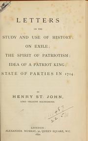 Cover of Letters on the study and use of history by Henry St. John Viscount Bolingbroke