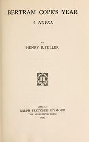 Cover of Bertram Cope's Year by Henry Blake Fuller