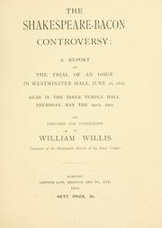Cover of The Shakespeare-Bacon controversy by Willis, William