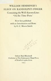 Front cover of William Hemminge's Elegy on Randolph's finger by William Hemings