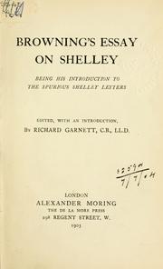 Cover of Essay on Shelley by Robert Browning
