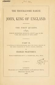 Front cover of The Troublesome Raigne of John, King of England. 2/2 by Christopher Marlowe