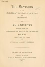 Cover of The revision of the statutes of the state of New York and the revisers by William Allen Butler