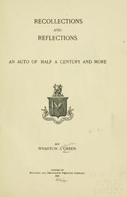 Front cover of Recollections and reflections by Wharton J. Green
