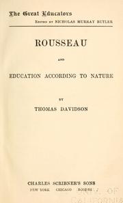 Cover of Rousseau and education according to nature by Thomas Davidson