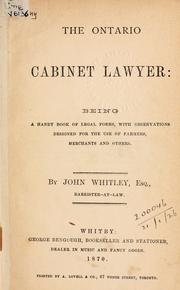 Cover of The Ontario cabinet lawyer by John Whitley