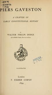 Front cover of Piers Gaveston by Walter Phelps Dodge