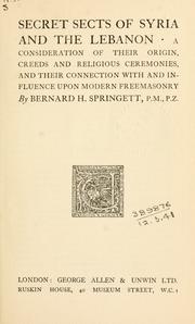 Front cover of Secret sects of Syria and the Lebanon by Bernard H. Springett