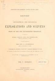 Front cover of Report upon United States Geographical surveys west of the one hundredth meridian by Geographical Surveys West of the 100th Meridian (U.S.)