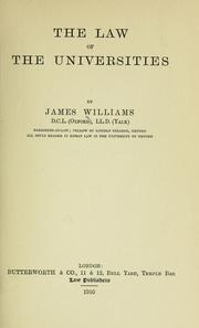 Cover of The law of the universities by Williams, James