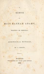 Cover of A memoir of Miss Hannah Adams by Hannah Adams