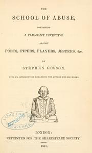 Front cover of The schoole of abuse [August?] 1579 by Stephen Gosson