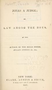 Front cover of Jonas a judge; or, Law among the boys by Jacob Abbott