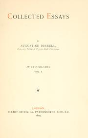 Cover of Collected essays by Augustine Birrell