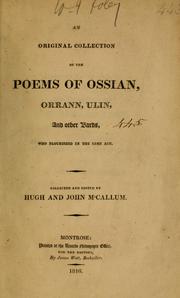 Front cover of An original collection of the poems of Ossian, Orrann, Ulin, and other bards who flourished in the same age by Hugh M'Callum